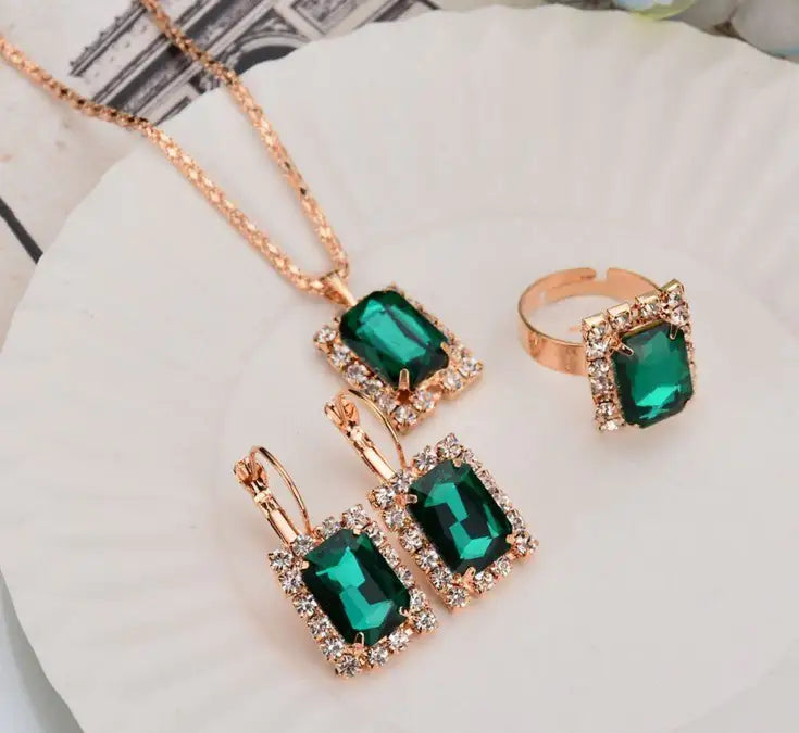 The Crystal Set Necklace, Earring Ring