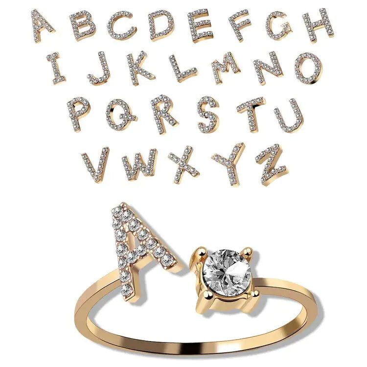 Adjustable 26 Initial Letter Ring