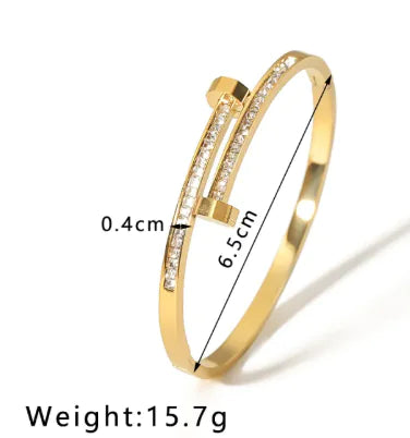 Nail Bracelet with Micro Inlaid Zircon