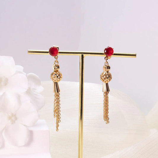 Gold-plated Diamond Tassel Earrings Eardrops