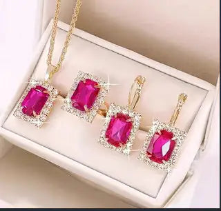 The Crystal Set Necklace, Earring Ring