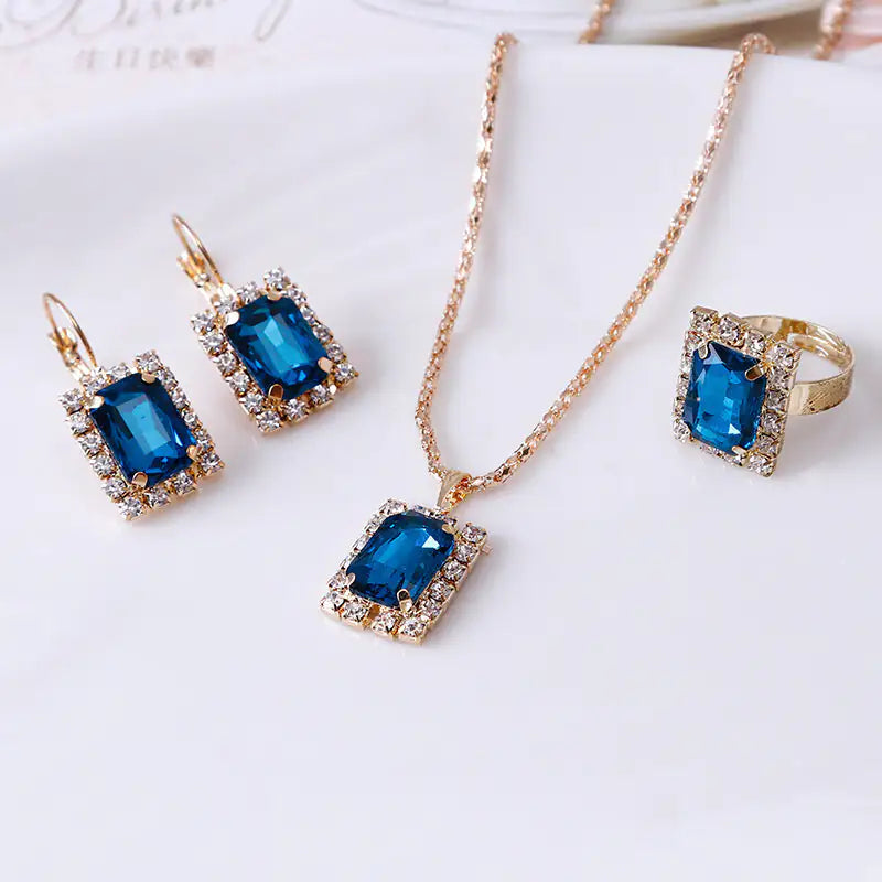 The Crystal Set Necklace, Earring Ring