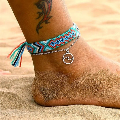 New Bohemian Wave Anklets - Handmade Cotton Foot Jewelry