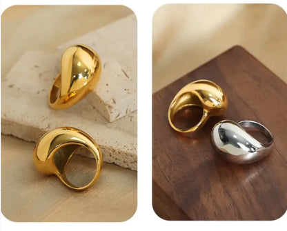 Stainless Steel Teardrop Ring