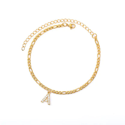 Tiny A-Z Initial Letter Anklets