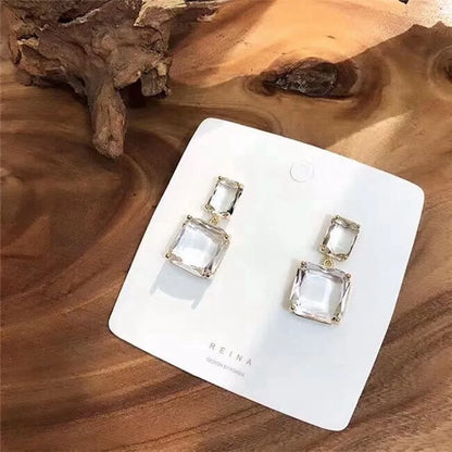 Luxury Square Crystal Dangle Earrings