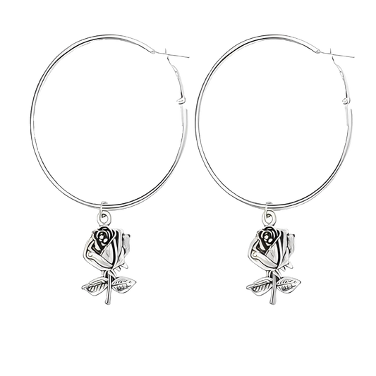 Dainty Rose Hoop Earings