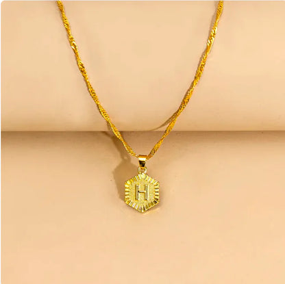 Hexagon Initial Pendant Necklace