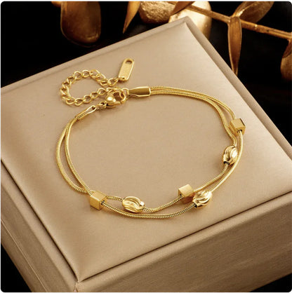 Gold-Plated Butterfly Pearl Rhinestone Bracelet