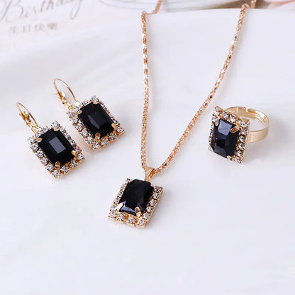 The Crystal Set Necklace, Earring Ring