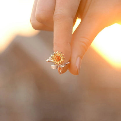 Adjustable Spinning Sunflower Anti Stress Ring