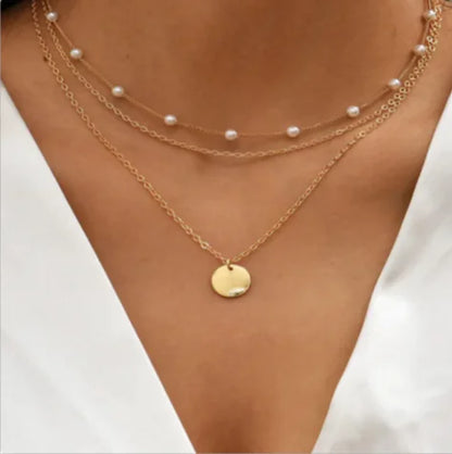 Stacked Star Pearl Clavicle Chain