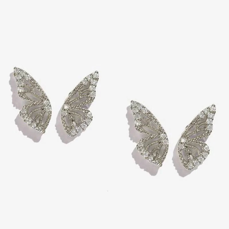 Rhinestone Butterfly Wing Stud Earrings